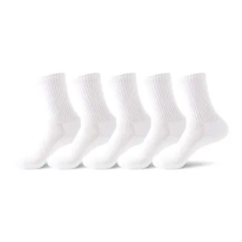 Primeet Mid Calf Socks Men's 5 Pack White