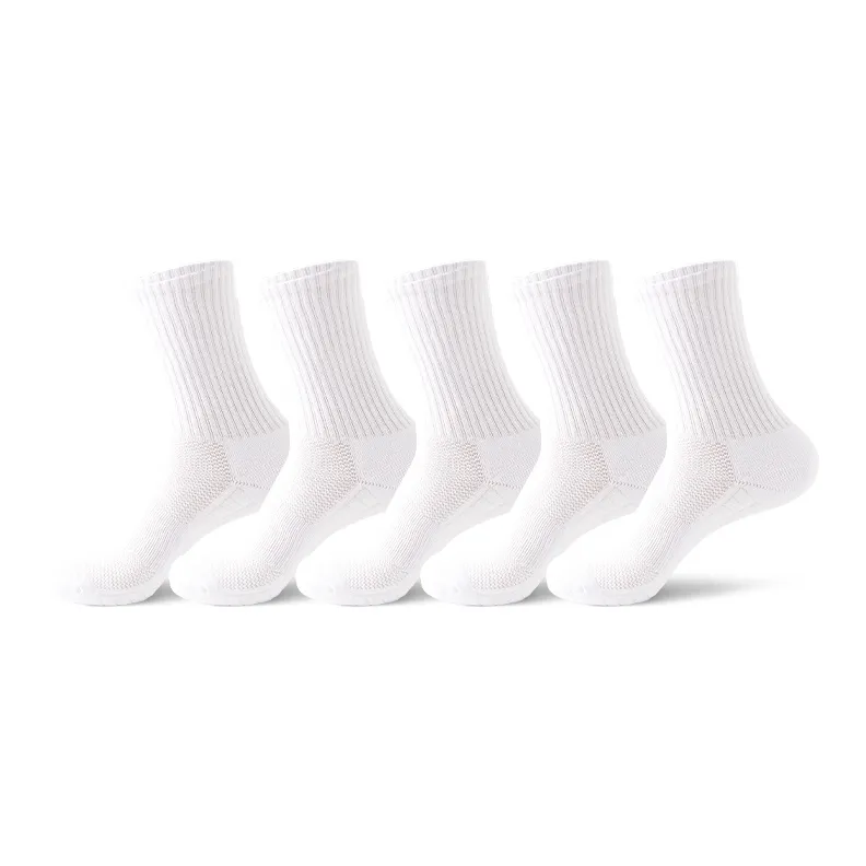 Primeet Mid Calf Socks Men's 5 Pack White-0