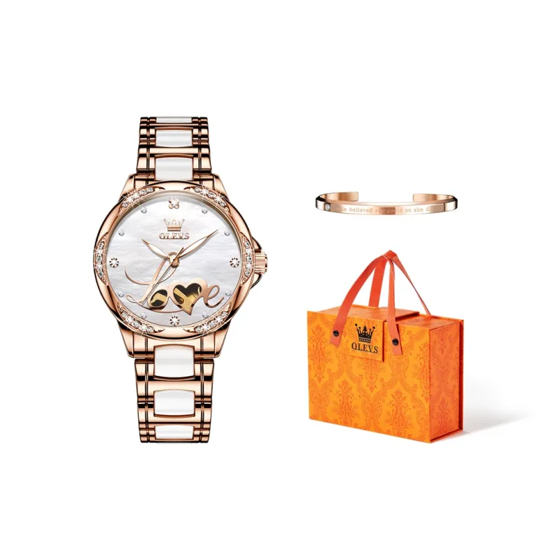 OLEVS Mechanical Movement Leather Strap Watch Women's Watch Mother of Pearl Color Watch Dial-13