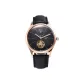 Rose Case Black Dial Leather Strap