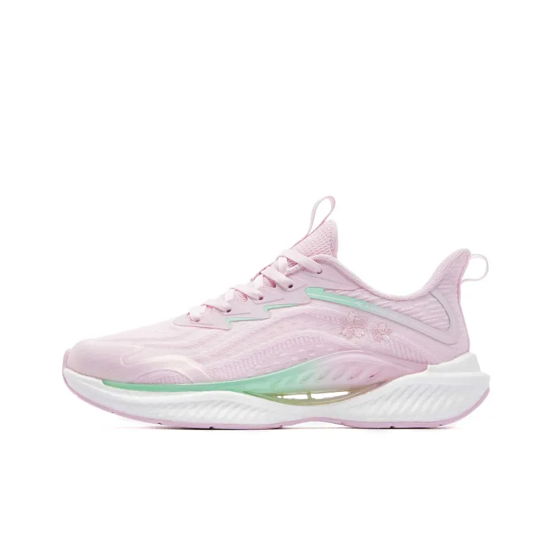 QIAODAN Hydrogen Bomb Durable Breathable Low-Top Running Shoes Women's Pink Green-0