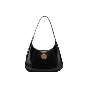 Tanita West Cow Leather Shoulder Bag Medium Size Women's Black/Chestnut Brown