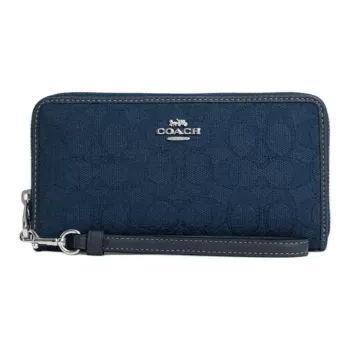 COACH Iconic Jacquard Wallet Trumpets Women's Silver & Denim Blue