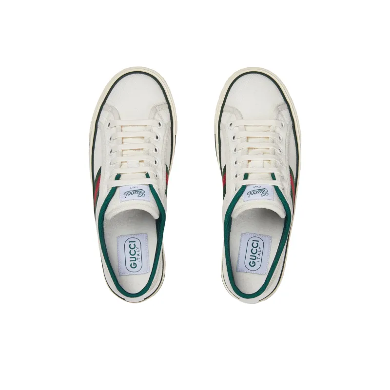 GUCCI Tennis 1977 Low Top Skateboard Shoes Women's White Green-3