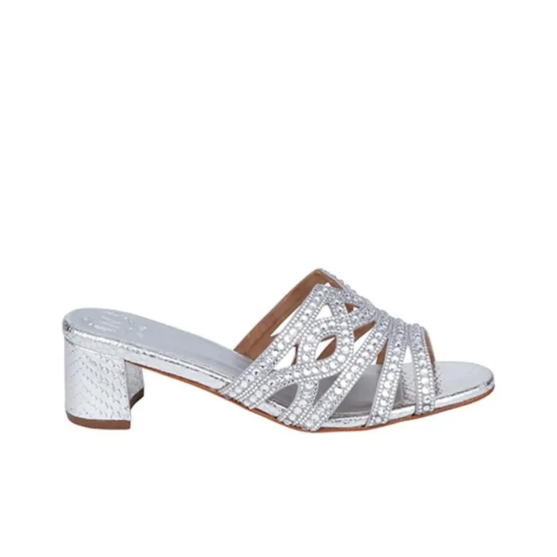 NICOLI Slide Slippers 5cm Women's Silver-1