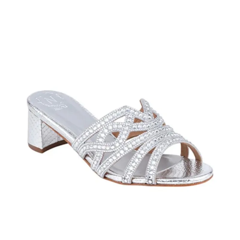 NICOLI Slide Slippers 5cm Women's Silver-3