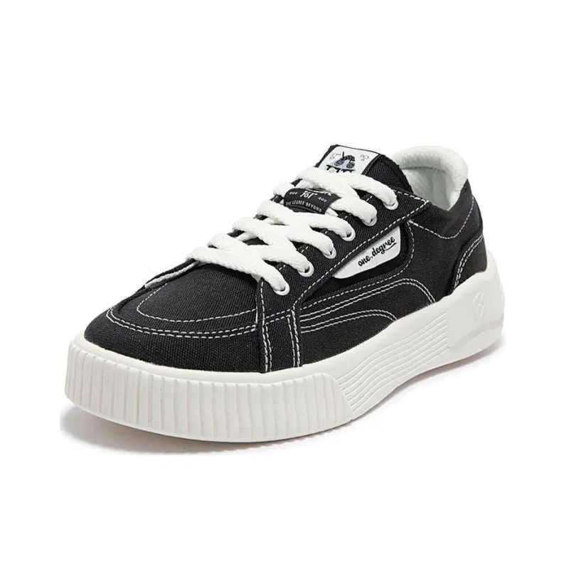 361° Anti Slip Wear Resistant Low Top Skateboard Shoes Women's Black White-1