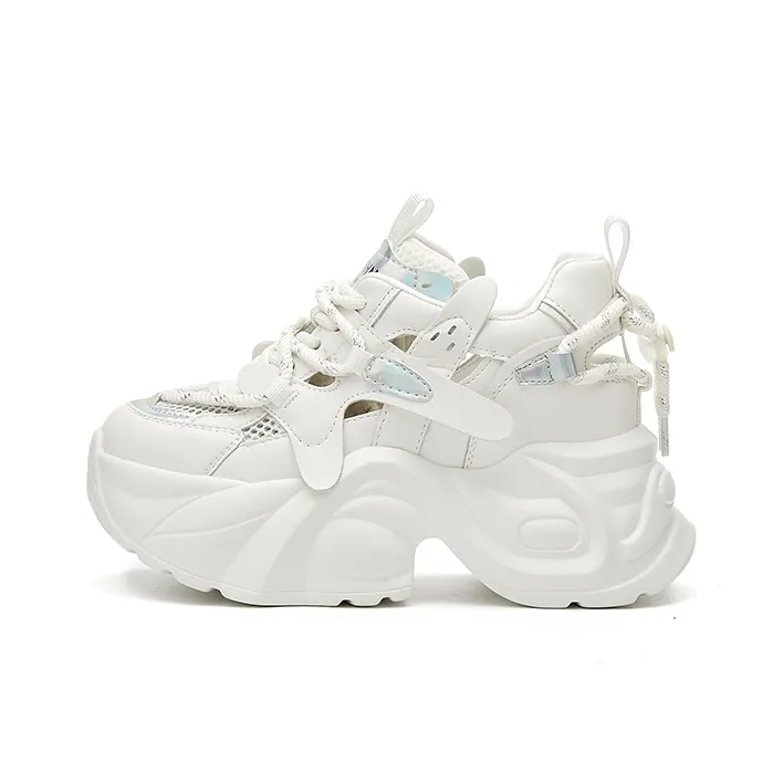 DAPHNE Low-Top Chunky Sneakers Women's White Pink/White Silver-3