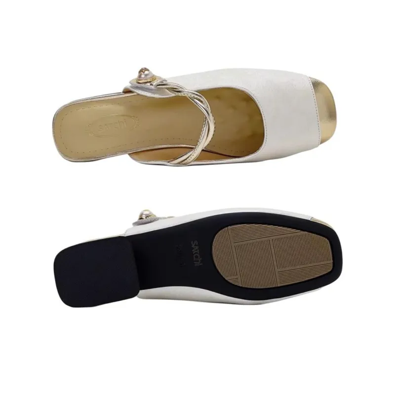 Satchi Slip-Resistant Wrap-toe Slippers Women's Ecru-3