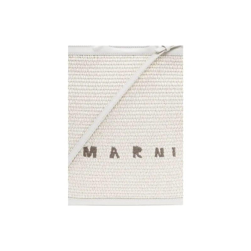 MARNI Tropicalia Logo Embroidered Raffia Tote Bag-4