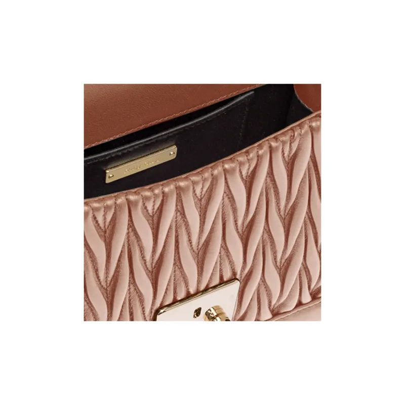 MIU MIU Soft Sheep Leather Handbag Shoulder Bag Crossbody Bag Women's Egg White Stone Color-3