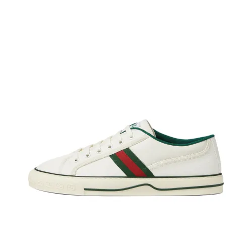 GUCCI Tennis 1977 Canvas Shoes Men Low-Top White/Green