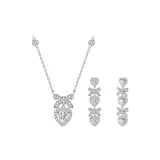 Princess Knot Necklaces+Double Earrings with White Zircon