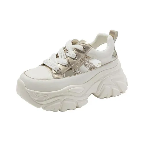 Satchi Chunky Sneakers Women's Low-Top White Gold