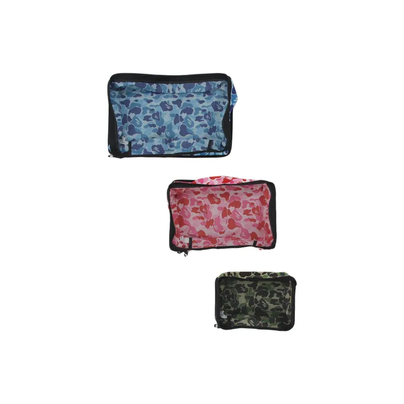 A BATHING APE Nylon Handheld Storage Bag Unisex Blue+Red+Camouflage-3