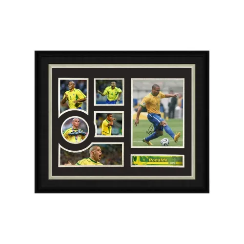 Three For Ronaldo, Ronaldo, Autographed Signature, Photo Exquisitely Framed 20 Inches, Includes SA Certificate, Brazil