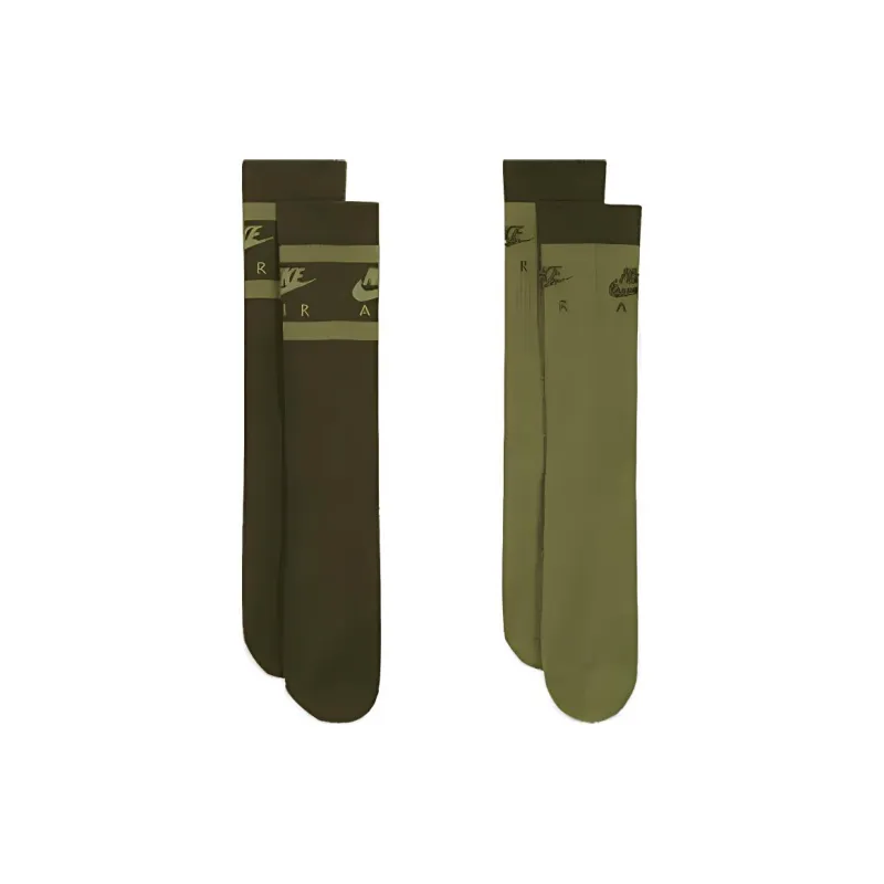 Nike Essential Mid-Calf Socks Unisex 2 Pack Green-1