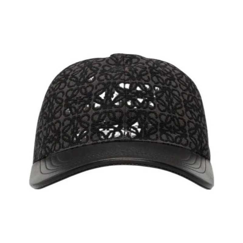 LOEWE Leather Baseball Caps Men's Black-1