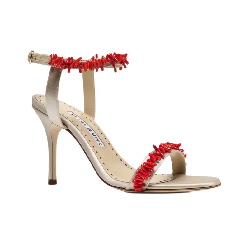 MANOLO BLAHNIK Cienzan One Strap Sandals 9cm Women's Red-2