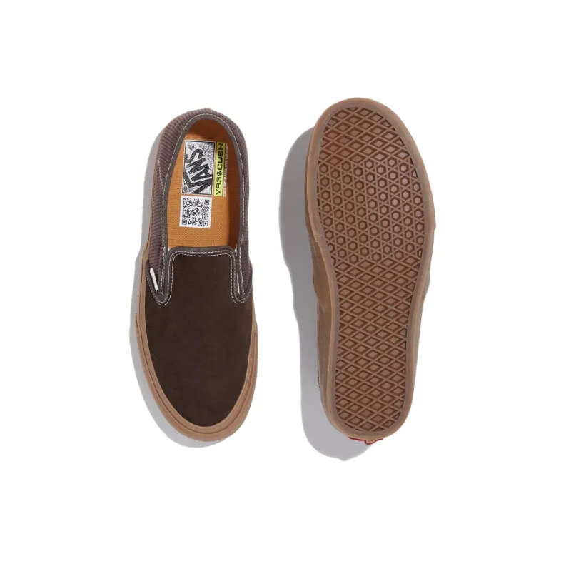 Vans Slip on Wear Resistant Low Top Skateboard Shoes Unisex Brown-3