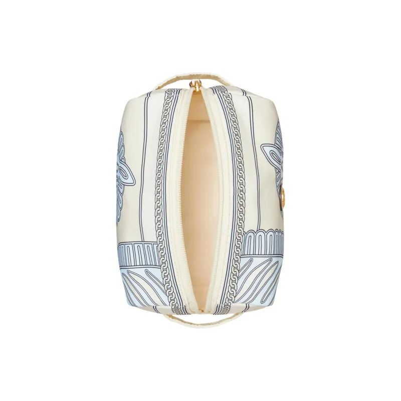 TORY BURCH Recycled Nylon With Artificial Leather Makeup Bag Large Size Women's Blue Zebra Print-2