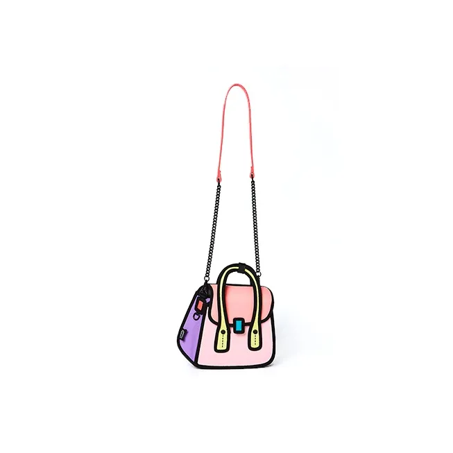 JumpFromPaper Cowhide With Polyester Chain Bag One Shoulder Handbag Regular Unisex Pink-2