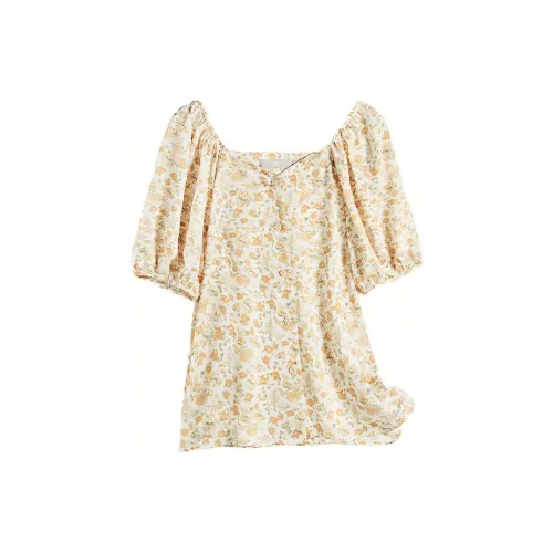 DIALOGUE Chiffon Shirts Women's Apricot Cream