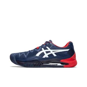 Asics Gel-Resolution 8 Cushioning Low-Top Tennis Shoes Men's Blue Red White