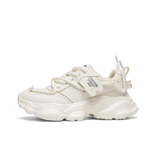 PNKE Anti Slip Wear Resistant Breathable Height Increasing Low Top Chunky Sneakers Men's Beige