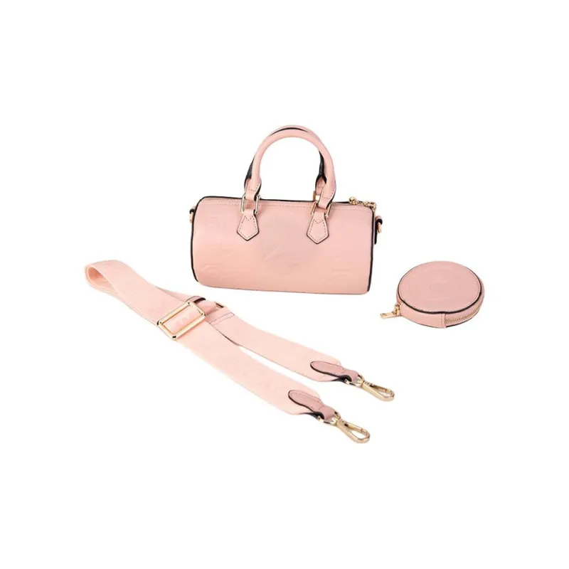 MINIONS Imitation Leather Girlish Heart Small Round Bag One Shoulder Handbag Small Size Unisex Pink-2
