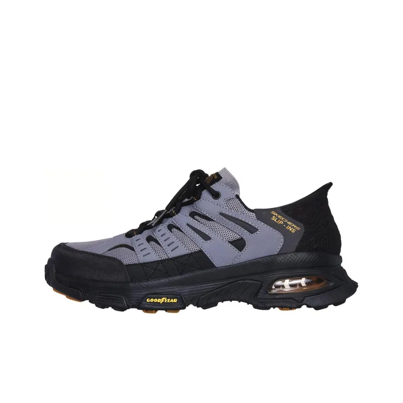 Skechers Anti Slip Wear Resistant Low Top Running Shoes Men's Black Gray-0