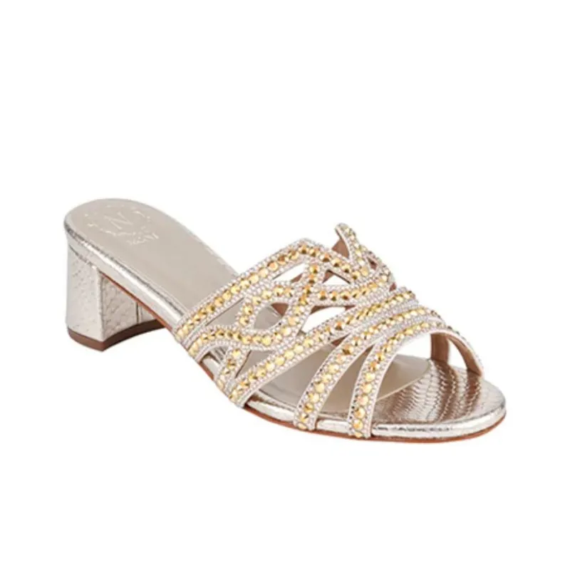 NICOLI Slide Slippers 5cm Women's Gold-3