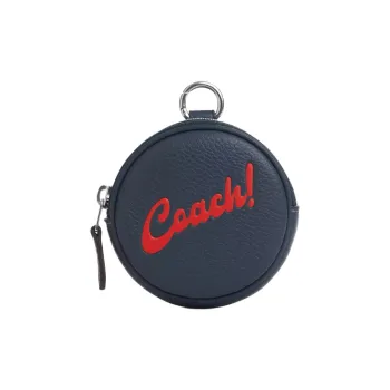 COACH Leather With Calfskin Coin Purse Mini Unisex Denim Blue & Red