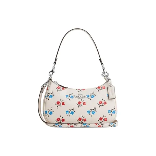 coach under Teri Delicate Pebbled Leather Handbag Shoulder Bag Women's Silver & Chalk Multicolor