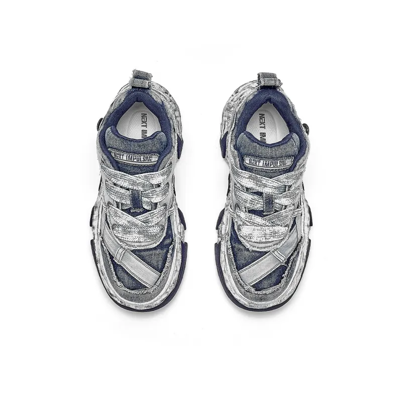 NEXT IMPULSIVE Reassembled Denim Collection Low Top Casual Shoes Unisex Blue-3