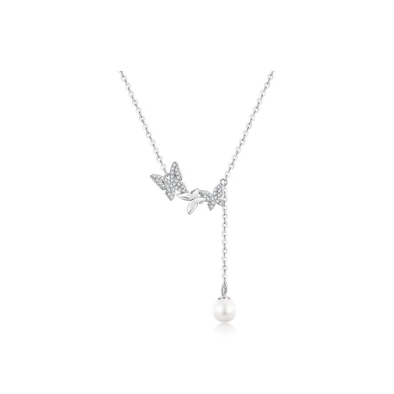 VANA 925 Sterling Silver, Shell Pearl Necklaces Women's Silver White-0