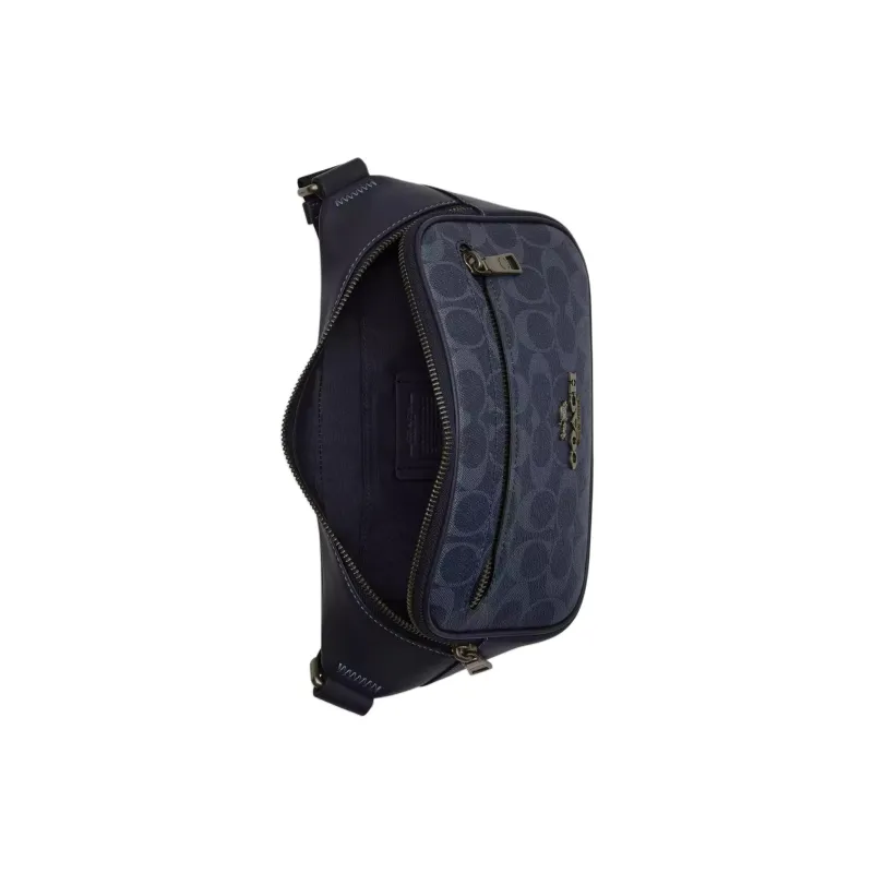 COACH Elias Denim Crossbody Fanny Pack Tubas Men's Midnight Marine Blue-2