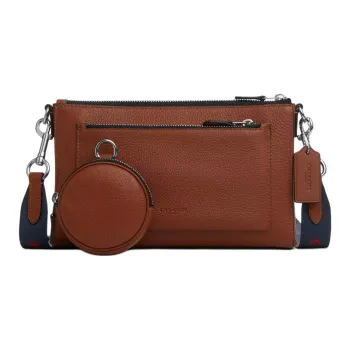 COACH Holden Pebbled Leather With Smooth Calfskin Shoulder Bag Crossbody Bag Medium Size Men's Red Wood Color