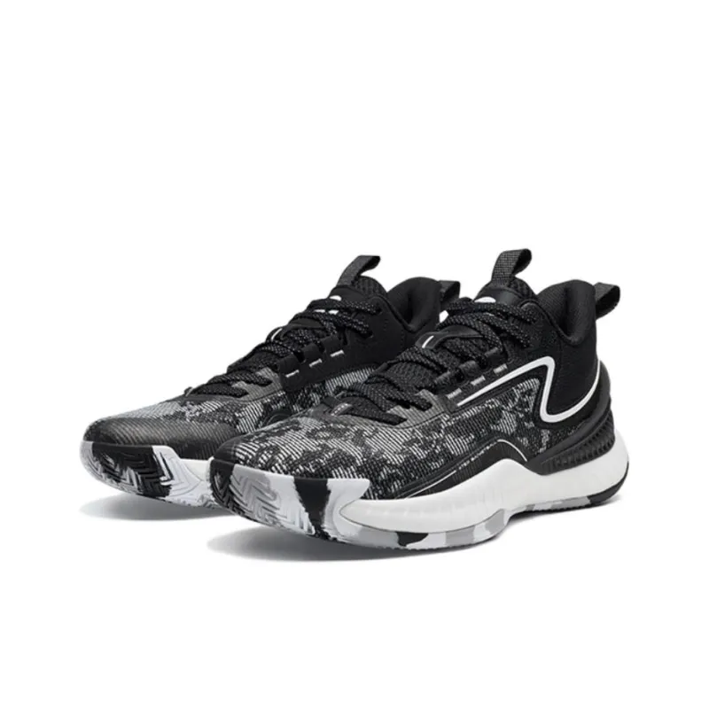 XTEP Shudder 2 Generations Anti Slip Wear Resistant Low Top Basketball Shoes Men's Black White Gray-2
