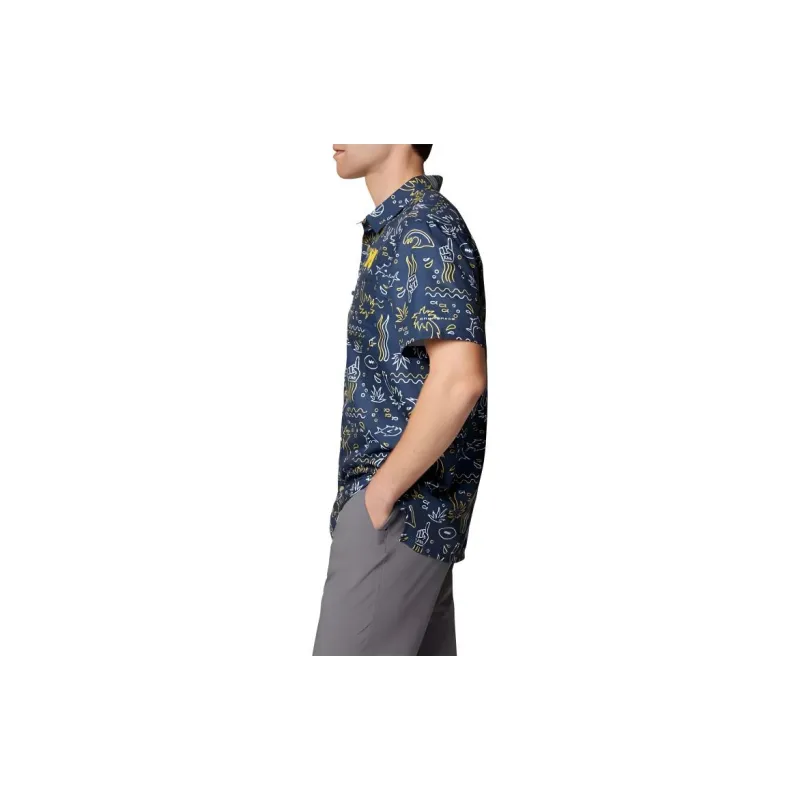 Columbia Shirt Men's College Navy Blue Fish Fan-1