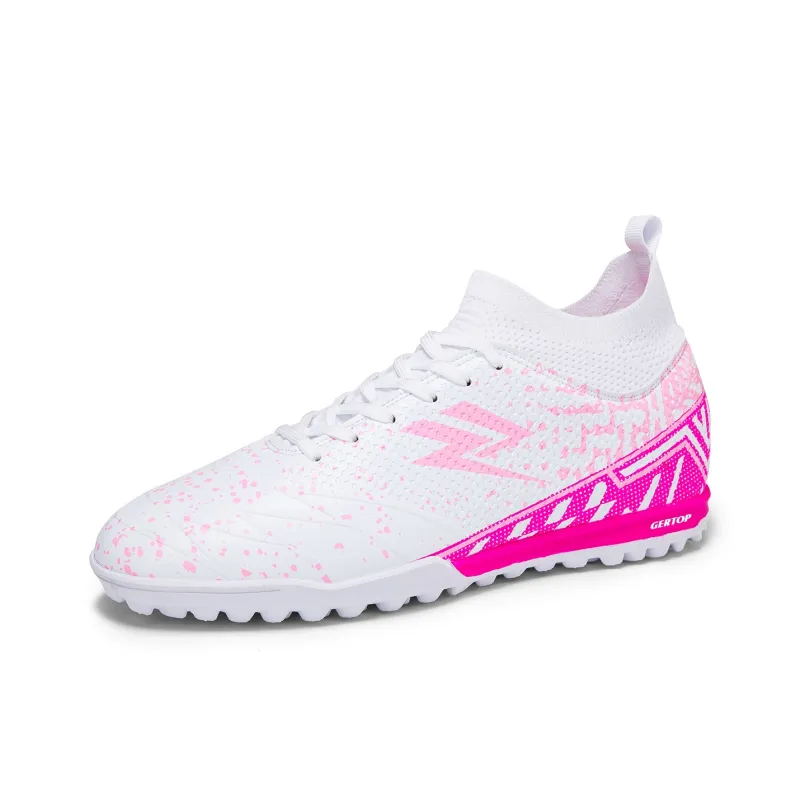 GERTOP Soccer Shoes Unisex Low Top White Pink, White Gold, Aqua, Black-13