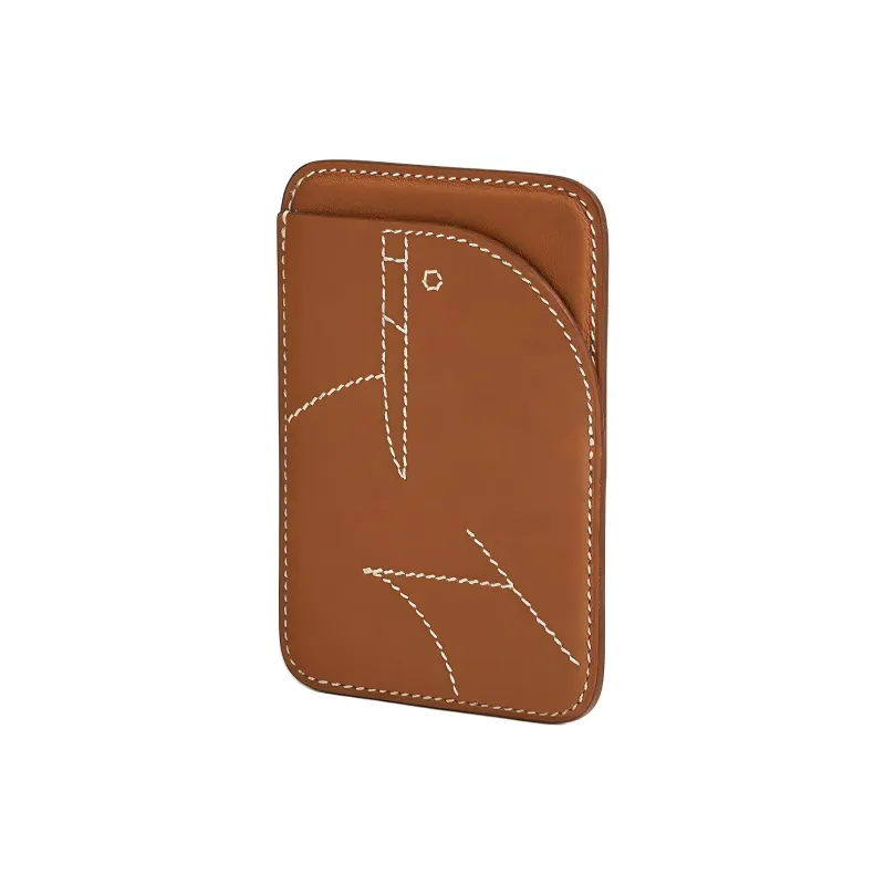 HERMES Magsafe Swift Leather Card Holder Unisex Gold-1