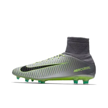 Nike FG Rubber Long Studs Cushioning Anti Slip And Wear Resistant Soccer Shoes Men's Gray Black