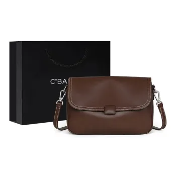 C°BANNER Cow Leather Crossbody Bag, Shoulder Bag, Small Square Bag Regular Women's Coffee/Black/Ecru