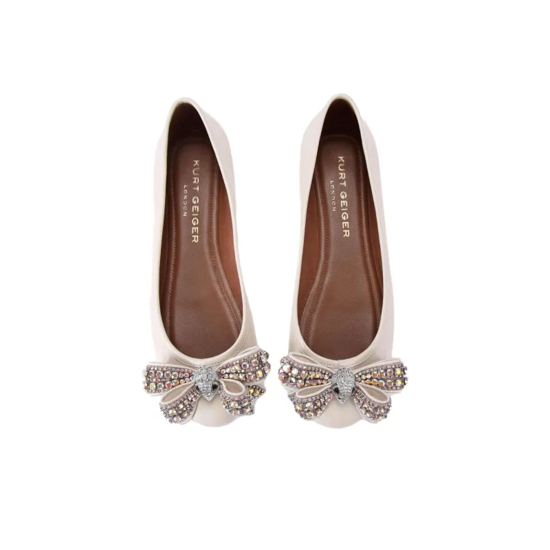 Kurt Geiger London Bow Ballerina Casual Single Shoes Women's White-2