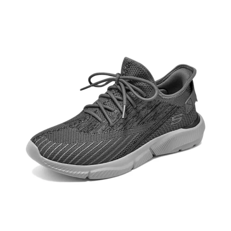 Skechers Cushioning Wear Resistant Low Top Running Shoes Men's Gray-2