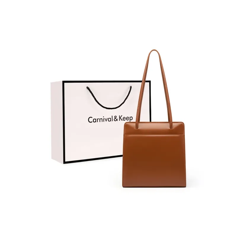 Carnival Keep Cow Split Leather Bonded Synthetic Leather Shoulder Bag Tote Regular Women's Brown/Black/Burgundy-0