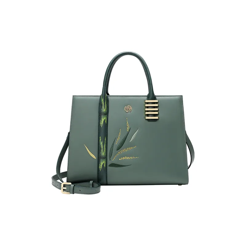 Ancient Yi Xi Cow Leather Shoulder Bag, Crossbody Bag, Handbag Women's Spruce Green-4