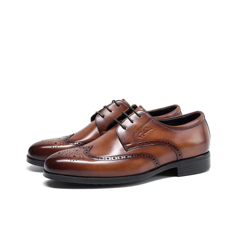Satchi Dress Shoes Men Low Top Yellow Brown-2