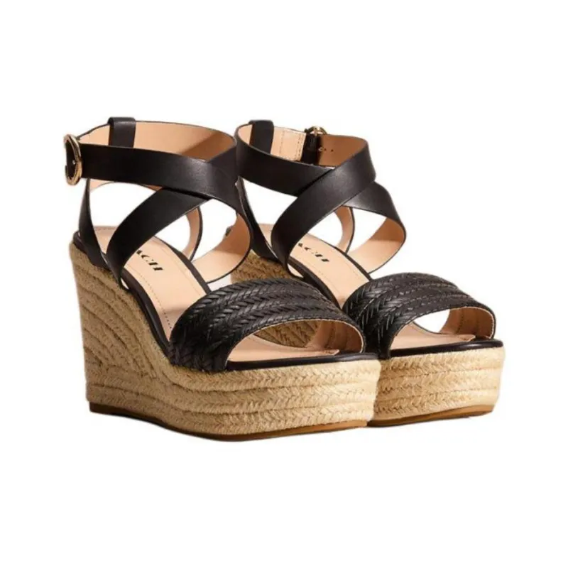 COACH Isabela Strap Sandals 10cm Women's Black-2